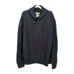 DULUTH TRADING CO Sweater Mens 3XL Dark Grey Brigadier Shawl Collar Wool Blend